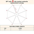 9ft Patio Market Table Outdoor Umbrella Replacement Canopy Cover  canopy Only 