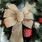 Natural Burlap Ribbon Wreath Bow - 10  Wide  18  Long Tails  Fall  Christmas