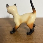 Vintage Siamese Cat W  Whiskers Porcelain Ceramic Figurine 6    Mcm Japan 4 5   