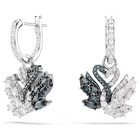 Swarovski Swan Drop Earrings Swan  Black  Mixed Metal Finish