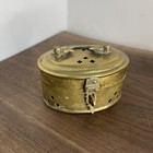 Vintage Set Of 2 Pierced Brass Oval   Hexagon Tea  Trinket  Cricket  Incense Box