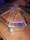 Vintage Mcm Brass Glass Light Lamp Shade Clear Glass 9 5   