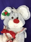 Vintage 1987 Fisher Price Puffalump Christmas Mouse Candy Cane Grey Plush 