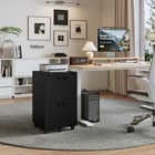 2-drawer Rolling File Cabinet With Lockable Wheels  Printer Stand With Storage 