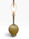 Vintage Mid Century Modern Orange Textured Glass Globe Table Lamp Gold Rewired
