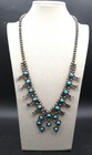 Navajo Sterling Silver 925 Necklace Morenci Turquoise Squash 65g Naja Signed Jj