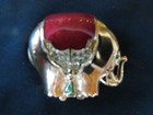 Estee Lauder Elephant Solid Perfume Beautiful Rhinestone Enamel Compact