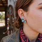 Golden Hill Turquoise Cluster Sterling Silver Earrings  Southwestern Jewelry