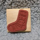 Vintage Wood Mounted Rubber Stamp Reindeer Christmas Stocking