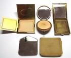 Vintage Celluloid Japanese Fan   3 Compacts   Purse Mirror