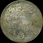Top Grade British India Victoria Silver Rupee 1862 Possibly  0 11 Dots Hv23