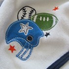 Gerber Terry Cloth Hooded Bath Towel Boys 30  X 25  White Blue Football Baseball
