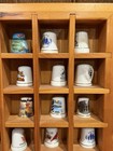 Wooden Display Case Shadow Box   50 Sewing Collectible Souvenir Thimbles Lot Set