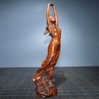 Chinese Boxwood Wood Carving Wooden Sculpture Artwork Beautiful Woman Statue