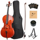 4 4 Full Size Acoustic Cello Set Bag Bow R Rosin Stand Beginner School Orchestra