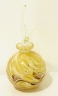 Vintage Art Glass Perfume Bottle Yellow White Gold Swirl Clear Stopper