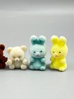Vintage Miniature Flocked Teddy Bears And Bunny Rabbits Lot 7 Total