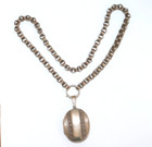 Antique Victorian Sterling Silver Oval Locket On Book Chain Necklace C 1890