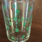 Vintage Clear Irish Coffee Glass 99ml Green Shamrock Print  Footed Round