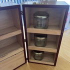 Vintage Style Wooden Tri Fold Portable Display Case W lock