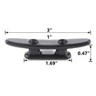 4 Pack 3  Nylon Boat Cleat Dock With Stainless Steel Screws  Black 3 Inches 