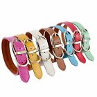 Pet Cat Dog Genuine Real Leather Collar Retro Buckle Adjustable Pure Color 