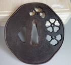Tsuba Guard Flower Small Openwork Fukurin Samurai Sword Fitting Edo
