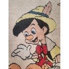 Vintage 1950s Disney Pinocchio Woven Rug Tapestry Belgium Jiminy Cricket Figaro