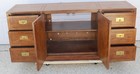 Vintage Henredon Campaign Style Oak   Brass Sideboard   Credenza