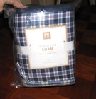 Pottery Barn Blue Plaid Euro Pillow Sham - New