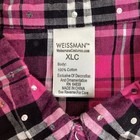 Weissman Western Dance Shirt Youth Xl Pink Black Plaid Sequin Crop