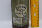 Rare Antique Blue Bird Hair Tonic Scalp Bottle With Paper Label   Stopper