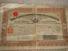 Vintage Share Certificate Stocks Bonds Action Cape Copper Company Limited 1888