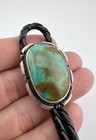 1 5  Vtg Navajo Sterling Silver Royston Turquoise Stamped Oval Bolo Tie 28 4g
