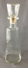 Vintage  1960s  Clear Glass Octagonal Shaped Base Empty Whiskey Bottle Decanter