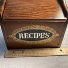Vtg Wood Recipe Box 70s Table Wall Mount Cottage Kitchen Farmhouse Decor