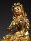 Tibet Buddhism Bronze Painted Gilt Guanyong Fairy Kwan-yin Goddess Buddha Statue