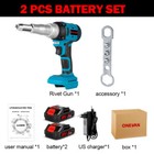Cordless Rivet Gun Rivet Tool Electric Brushless Riveter Rivnut Tool W 2 Battery