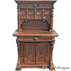 Antique Renaissance Carved Victorian Figural Faces Cabinet 19th Baroque Italian