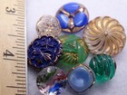 Beautiful Antique   Vintage Fancy Glass Buttons Moonglow Radient Gilded