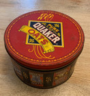 Vintage 1983 Quaker Oats Tin Metal Container Round Aged Canister Old Aged Box
