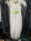 Alfred Angelo Girls  Formal Flower Girl Dress White Light Green Size 14