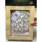 Michael Kors Women s   metallic Logo Muffler Scarf And Knit Beanie Set Cream gold