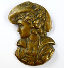 Vintage Antique Art Nouveau Repousse  Brass Tone Victorian Maiden Lady Profile