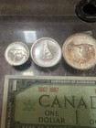 1967 Canada Uncirculated Centennial Silver Set 6 Coins    1 Note Glass Case  