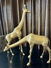Pair Of Hollywood Regency Large Brass Giraffe Statue Sculptures Mid Century Mcm