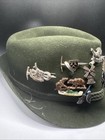 German Style Fedora Hat     14 Collectible Pins     Fritz Gunzrodt     Vintage 