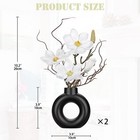 2 Pcs White Magnolia Black Vase Silk Arrangement Modern Table Centerpiece