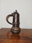 Antique 1870 Ottoman Islamic Dallah Coffee Pot Tinned Copper Etched Arabic 19thc