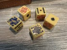 Vintage Bakelite Poker Dice Set - Set Of 5 Dice In Leather Case